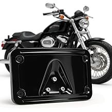 3148 Black 3-Hole Curved Laydown License Plate Mount Bracket &amp; Frame &ndash; for Harley-Davidson with 3-Bolt Mount, 02-08 VTX1800R/S/T, 03-09 VTX1300R/S/T