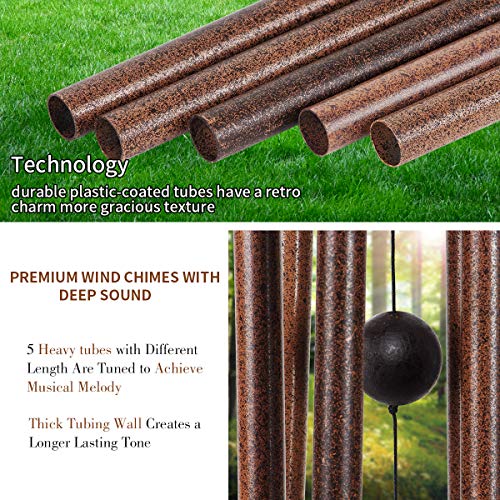 Epartswide Wind Chimes,Star Wind Chimes For Outside With 5 Hollow Aluminum Tubes, Rustic Wind Chime Hanging Decor For Garden Patio Yard #TOP5