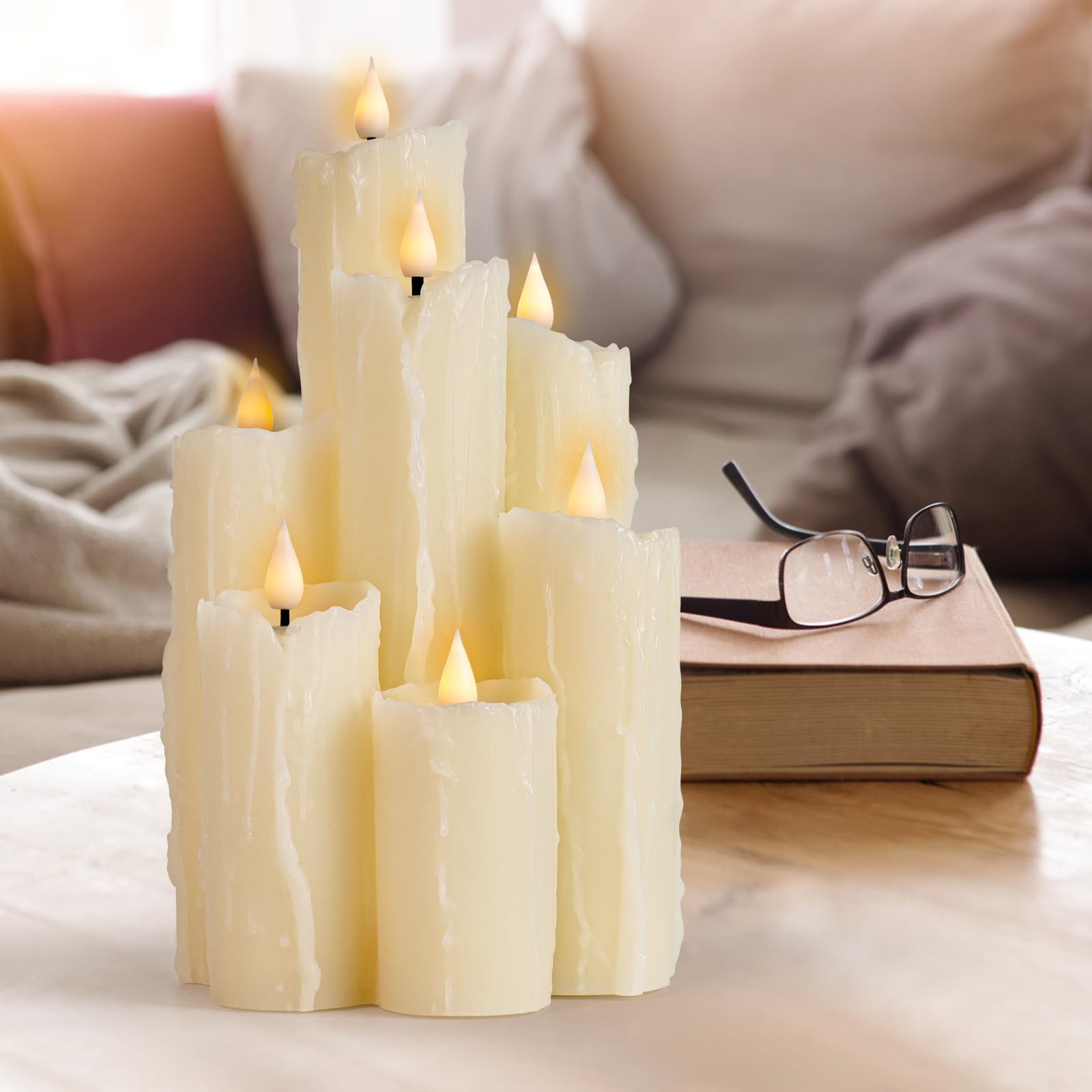 Candele a LED senza fiamma con funzione timer telecomando, candele a batteria, candele a LED avorio, design unico senza fiamma, vera cera