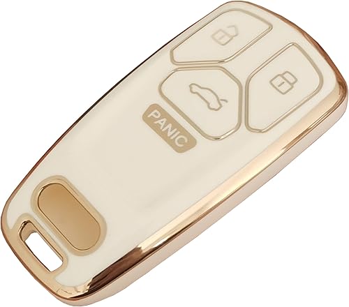 Miniatura 3 de Funda para llavero Audi con control remoto sin llave, con llavero compatible con Audi A4 Q7 Q5 TT A3 A6 SQ5 R8 S5 llave inteligente (blanco)