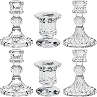 Vista 1 de Juego de 6 portavelas de cristal, candelabros cónicos para bodas, festivales, Navidad, fiestas, decoración de San Valentín, centros de mesa