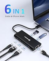 Vista 2 de UtechSmart Hub USB C, adaptador multipuerto Ethernet 6 en 1 USB C a HDMI Dock compatible con dispositivos MacBook Pro/Air, Chromebook, Dell XPS, HP
