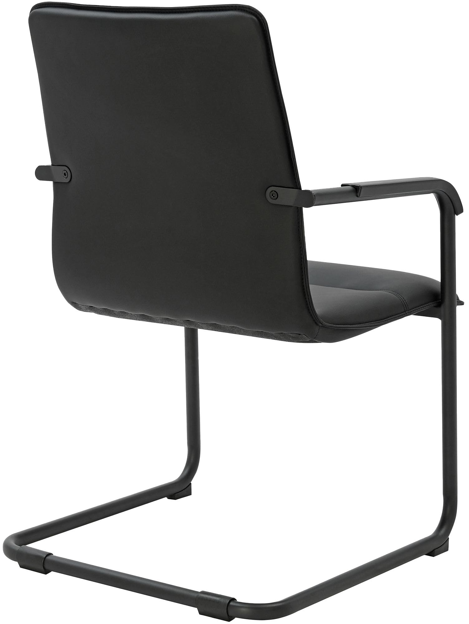 CLP Set di 2 sedie a sbalzo con braccioli Seattle, sedie da Pranzo Moderne rivestite in Similpelle, Telaio Cromato, Colore:Nero/Nero