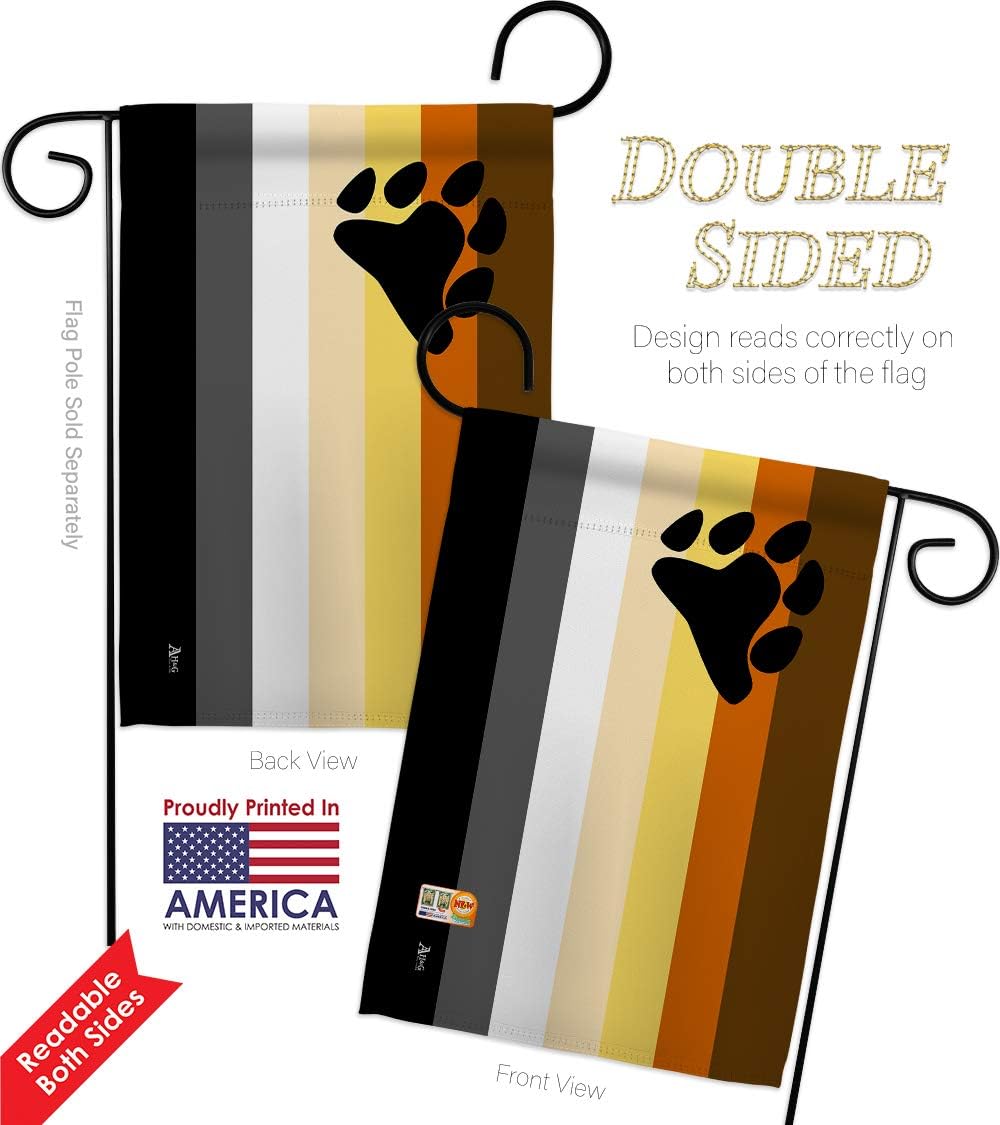 Bear Brotherhood Garden Flag - Pack Support Pride Rainbow Love LGBT Gay Bisexual Pansexual Transgender USA Applique - House Decoration Banner Small Yard Gift Double-Sided Made in 13 X 18.5