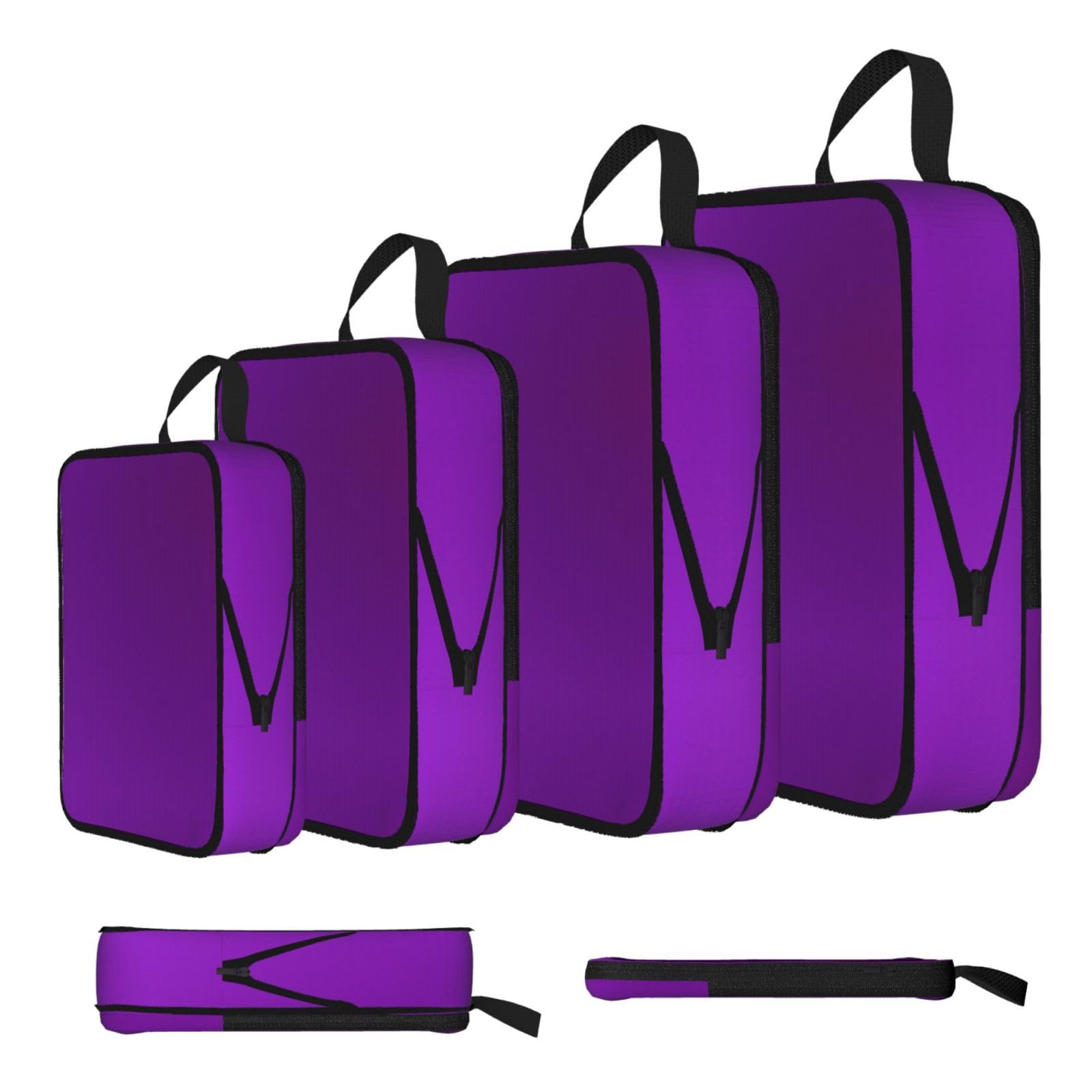 Sxzvvbn Black Solid Color Dark Purple Compression Packing Cubes 4 Piece Set