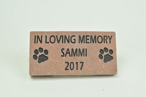 Miniatura 2 de Lápida conmemorativa para mascotas grabada con piedra grabada para perros y gatos, losa roja, 4 x 8 pulgadas