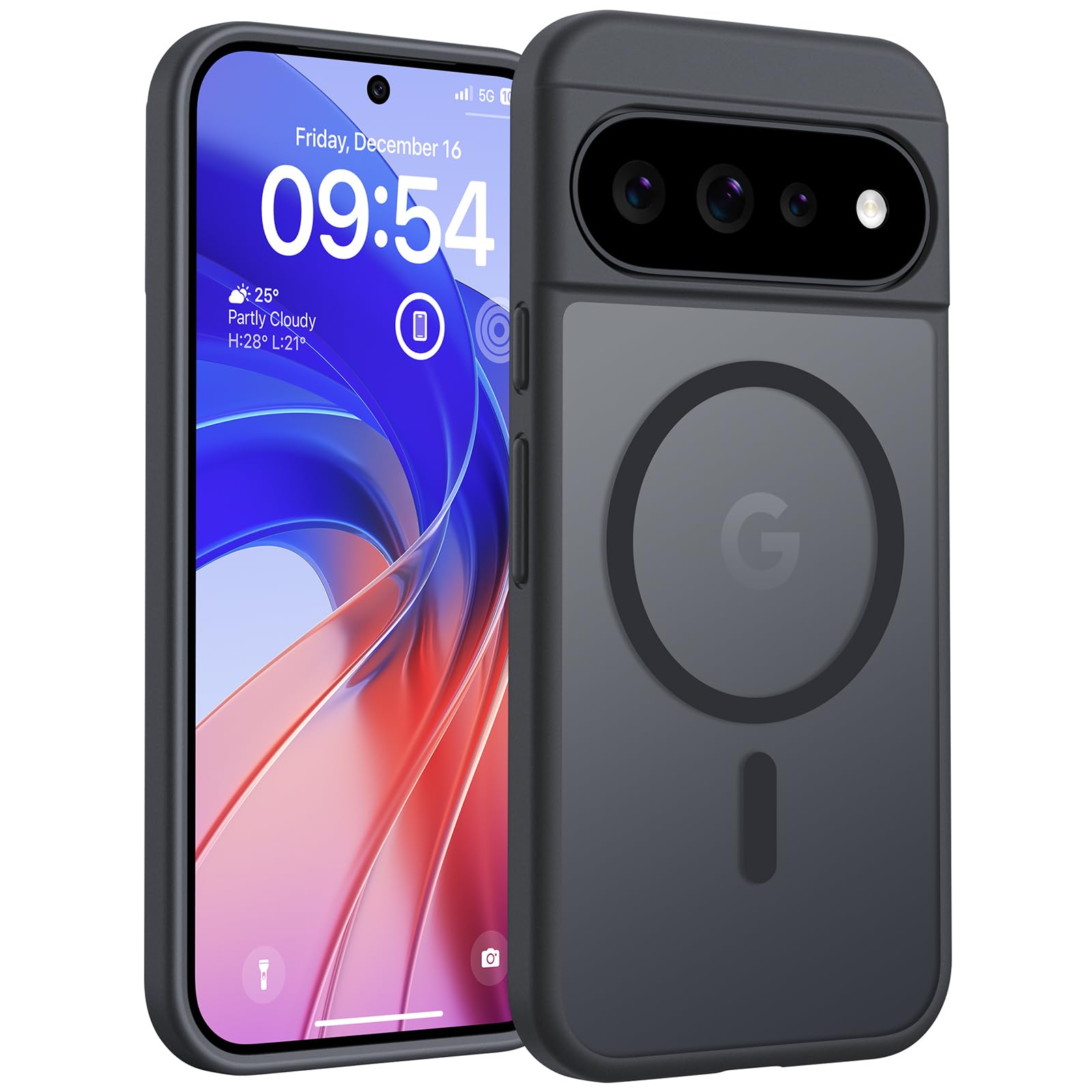 TOCOL Cover per Google Pixel 11 Pro, Compatibile con MagSafe, Nero | Anello Magnetico Incorporato, Protezione Fotocamera con Bordo Rialzato, Custodia Traslucida Opaca Antiurto Militare