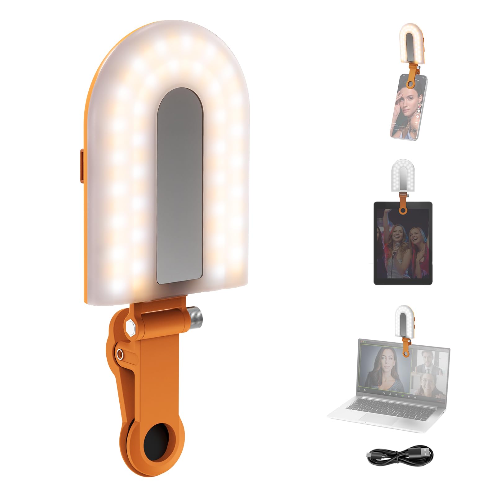 NEEWER GM66 Clip on Selfie Light for Phone, 68 LEDs, Bi Color Lighting Compatible with iPhone with CRI97+, 2000mAh for TikTok Vlog Recording Streaming Laptop Computer Webcam Video Conference Makeup