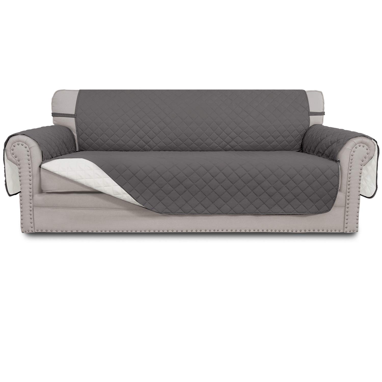 Easy-Going Reversible Couch Cover, 4 Seater Sofa, XX-Large Sofa, Gray/Ivory