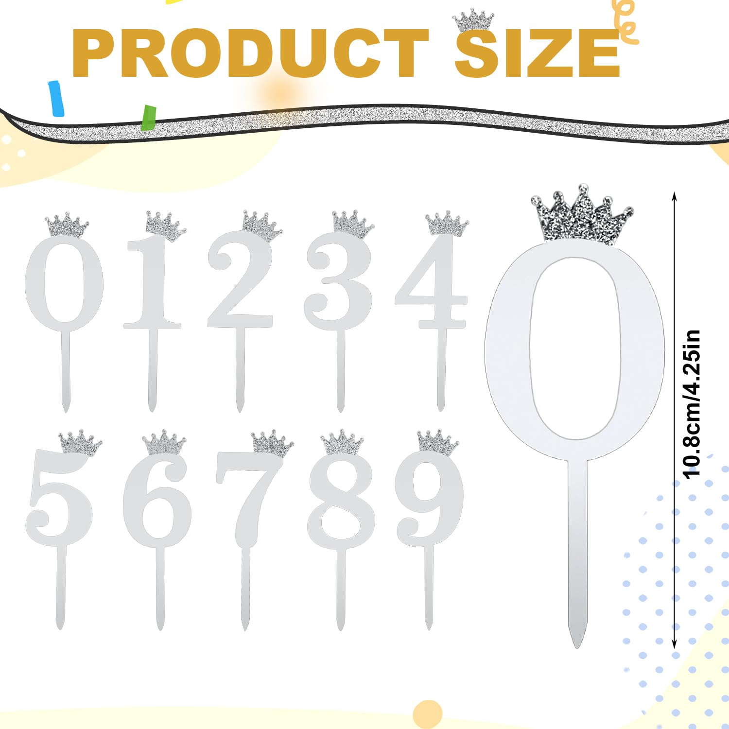EAVUYIS 10-teilige Cake Topper Zahlen 0-9 – Acryl, Glänzend, Wiederverwendbar Für Torten