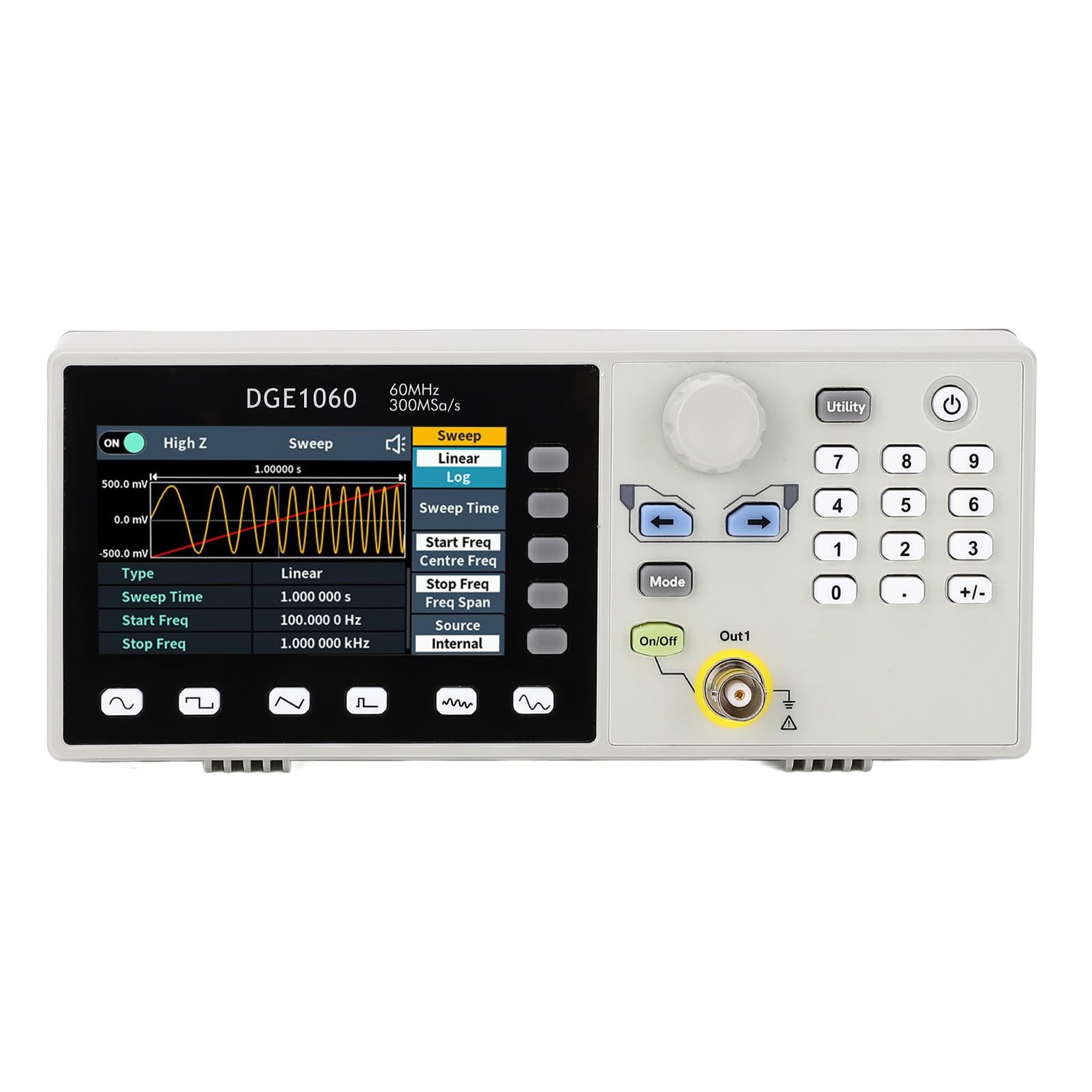 60MHz Signal Generator, Breiter Frequenz Bereich 1uHz Bis 60MHz mit 160 Willkürlichen Wellenformen, für Elektronische Experimente Kommunikation Tests (EU -Stecker)