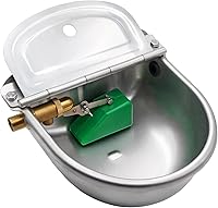 MUDUOBAN 304 Stainless Steel Automatic Dog Water Dispenser - 2.4L Chicken Livestock Waterer with Brass Float Valve for Outdoor Use