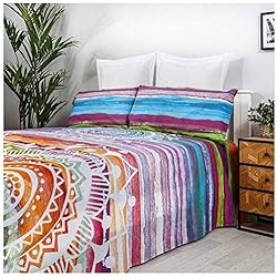 Funda Nordica Para Cama De 160X190 COTTON ARTean Juego de sabanas Mandala Acuarela Cama de 160 x 190/200. 50% ALGODÓN-50% Poliester.