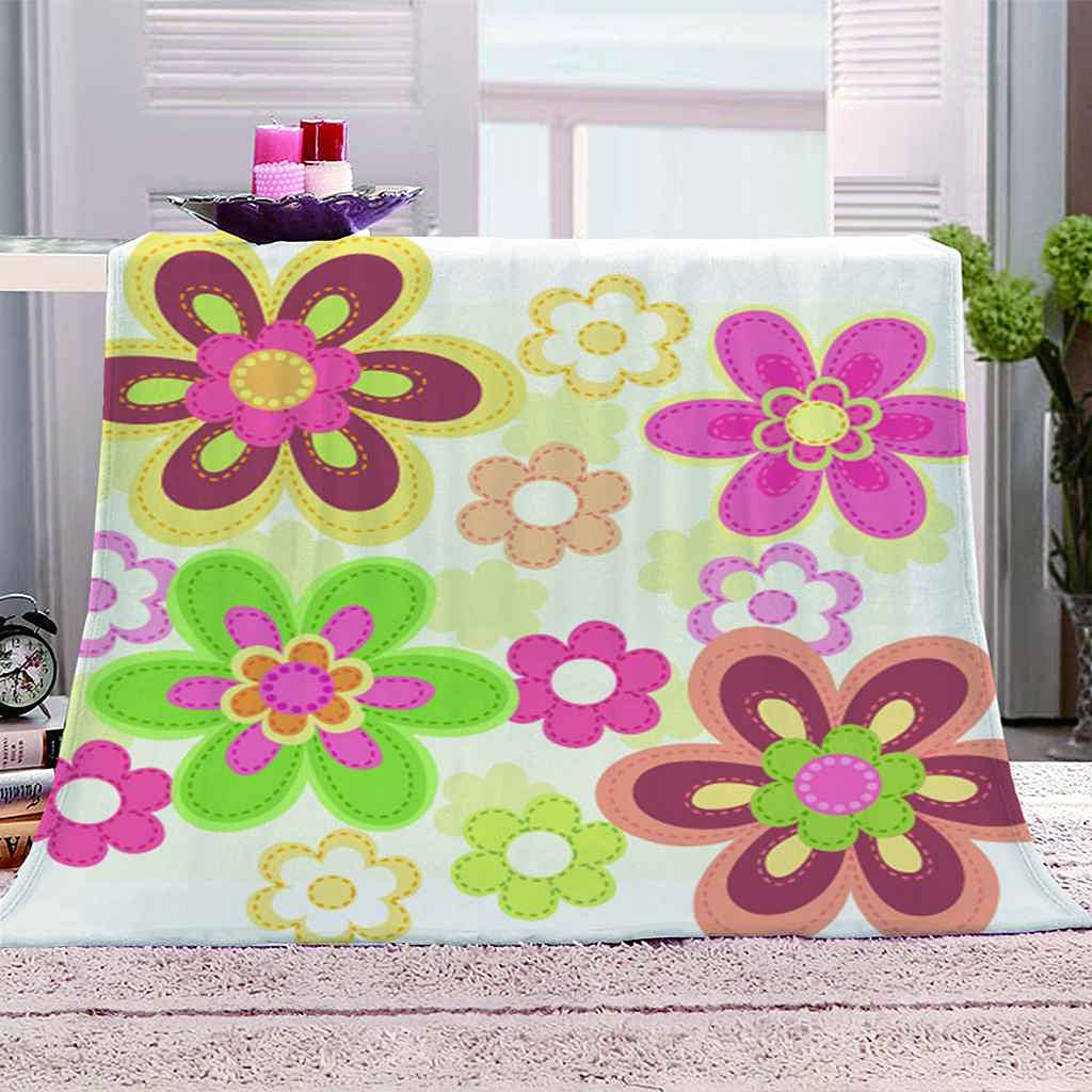 Couverture polaire en flanelle 150x200 avec motif fleur dessin animé