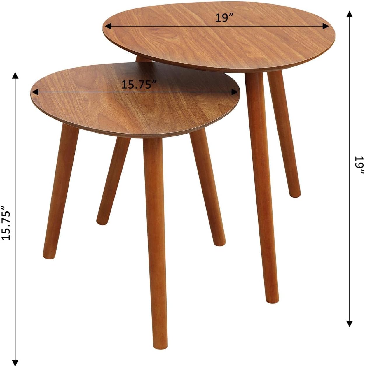 Oslo Mid-Century Modern Round Wood Nesting End Tables