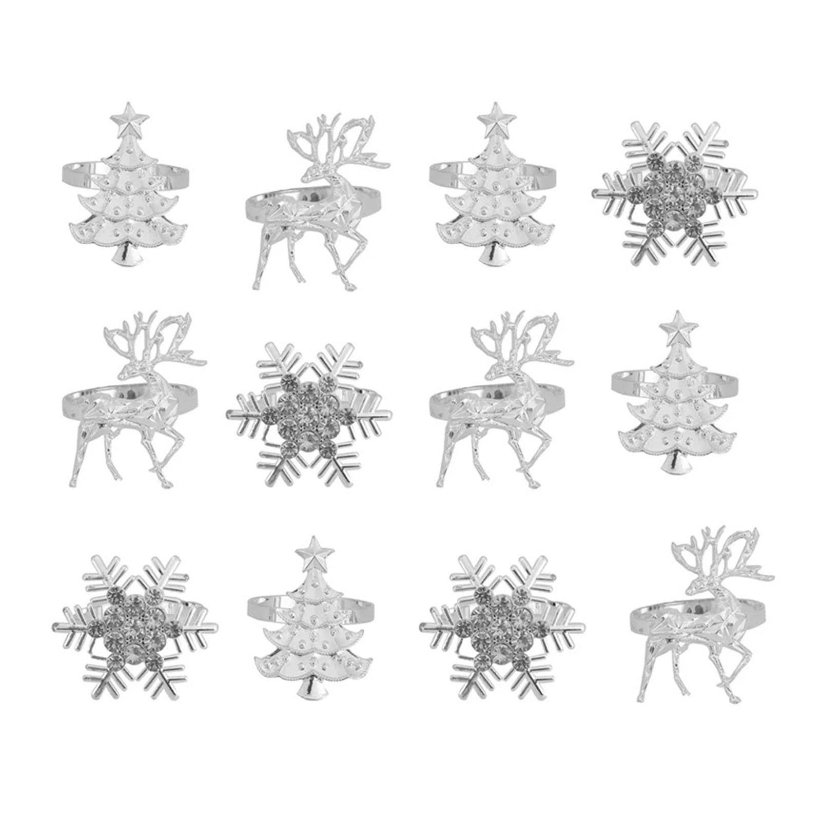 napkin rings Napkin Holder, Elk Snowflake Xmas Tree Ring For Winter Holiday Dinner Setting And Christmas Decorations