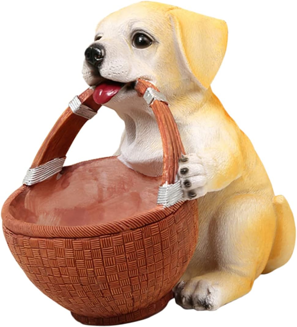 Dog-Shaped Storage Basket Decorative Resin Labrador Figurine for Keys and Candy Space-Saving Porch Key Holder and Jewelry Storage Rack for Home Decor and Gifts