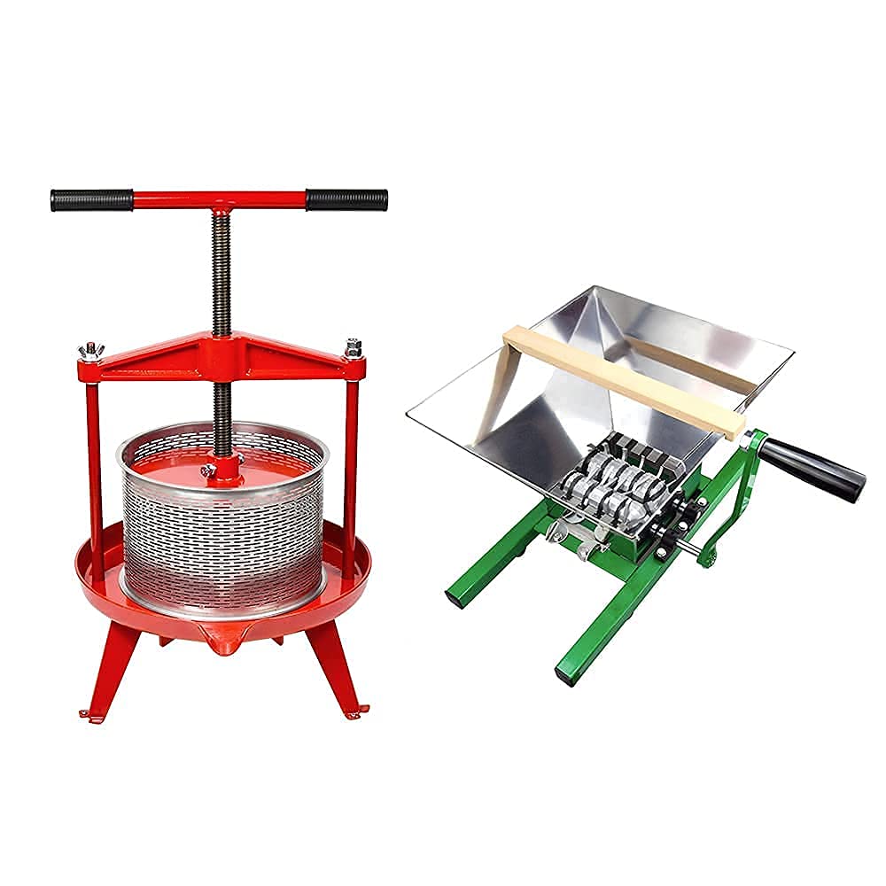 Fruit Wine Press and Crusher,100% Nature Apple&Grape&Berries Crusher Manual Juice Maker for Kitchen