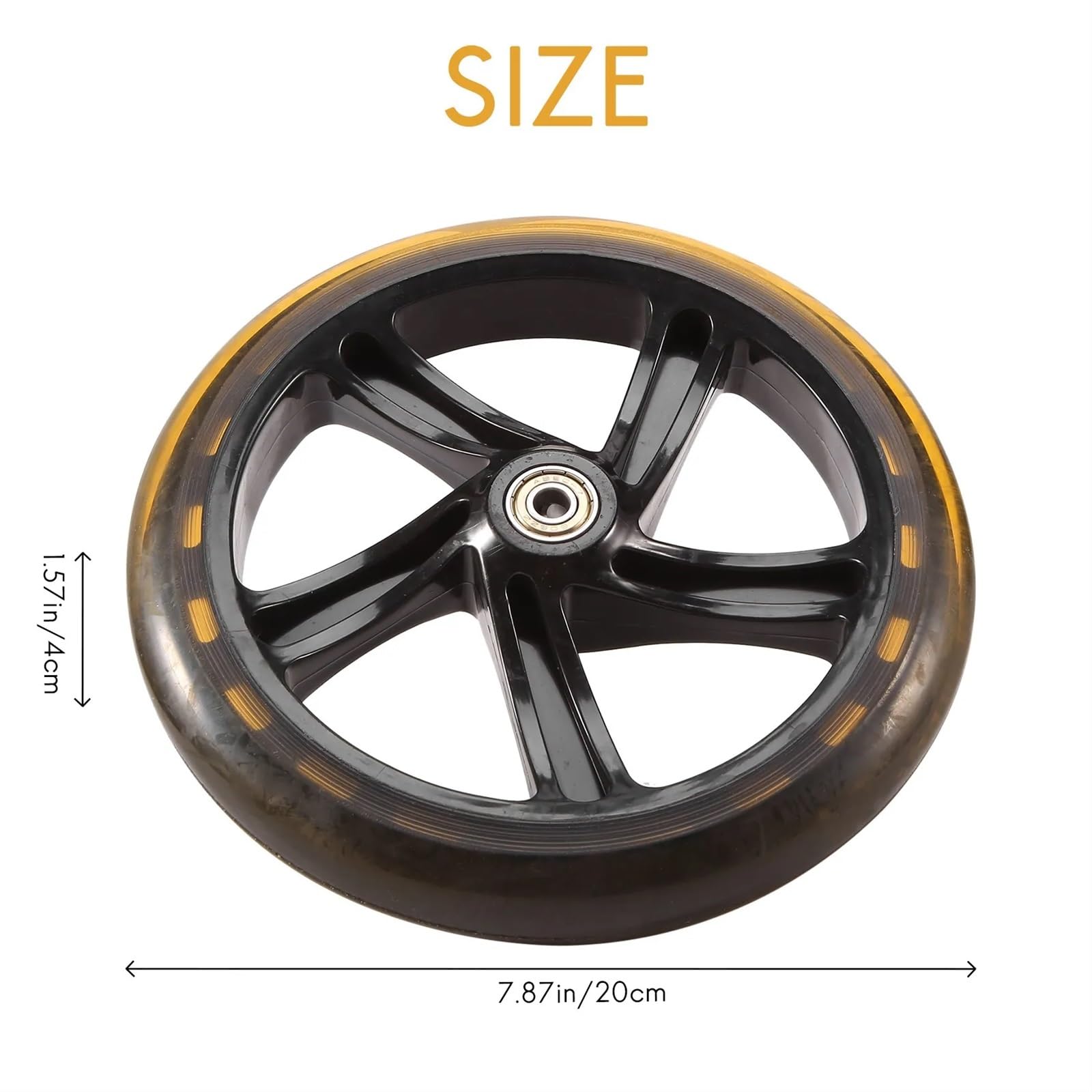 Uniwersalne koła zamienne do hulajnóg Koła zapasowe do hulajnogi 200 mm x 40 mm, przezroczyste, czarne, poliuretanowe, łożyska ABEC-7, opakowanie 2 szt.