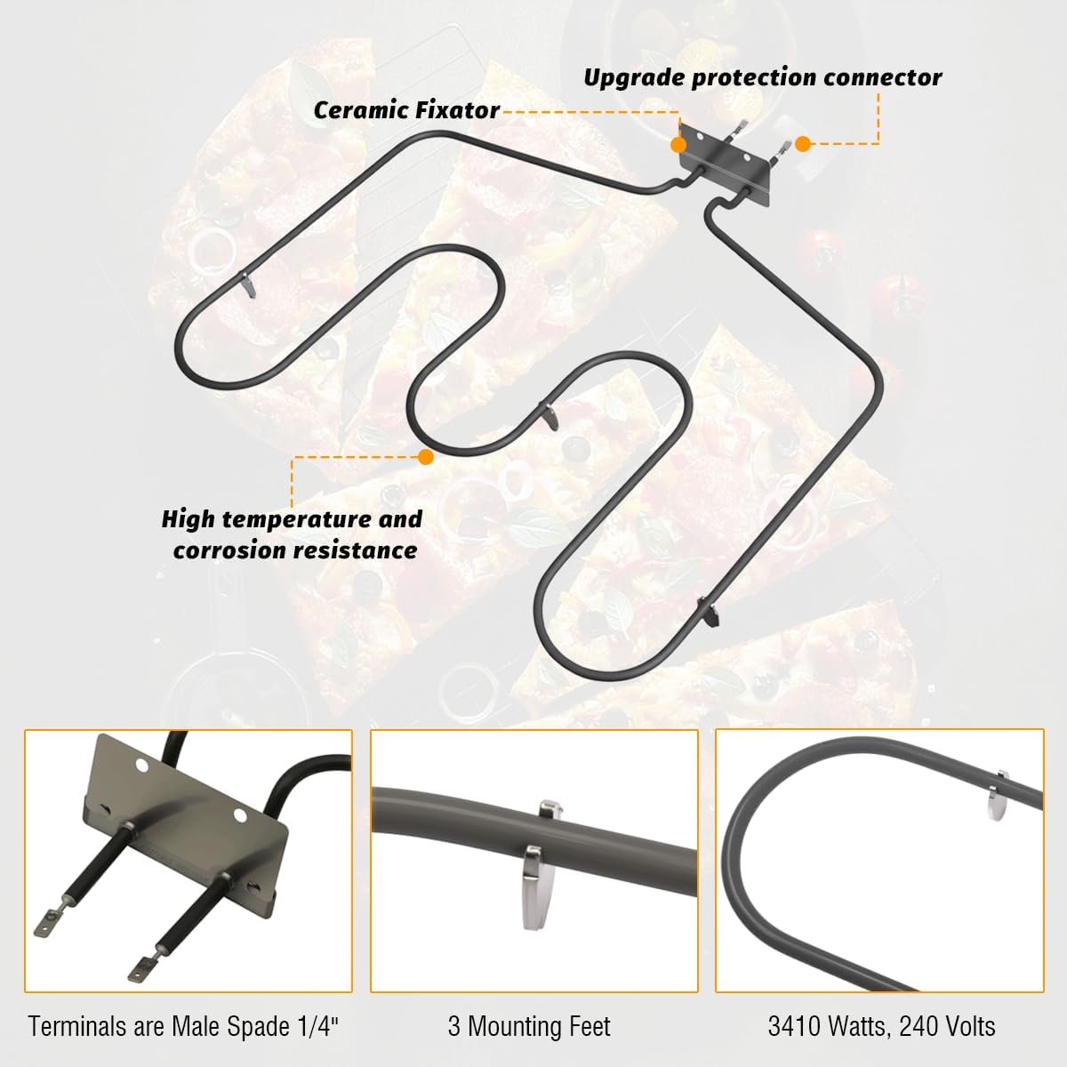 WB44T10018 Oven Bake Element for GE Range Oven Stove, 3410W 240V, Replacement Part WB44T10025 Lower Bake Heating Unit Element for General Electric Hotpoin RC Kenmore AP2031003 PS249293