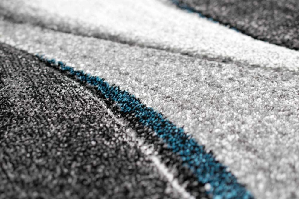 Tapis moderne tapis de salon tapis design en bleu gris Größe 160x230 cm