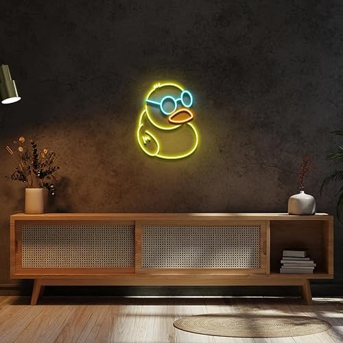 Divertido letrero de neón de pato animes, luces LED de dibujos animados japoneses, decoración de pared para el hogar, para negocios, tienda, bar,