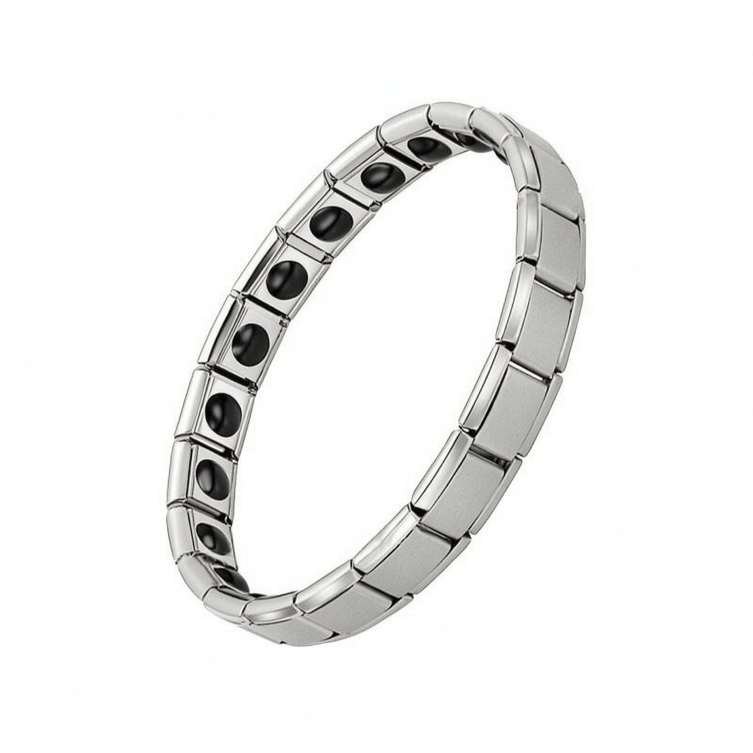 Polished Finish Anti-Static Bracelet Black Inlaid Chain-Style Wrist Bracelet Everyday Wear Anti Static Wrist Strap Comfortable, Silver, Single Row-image-33