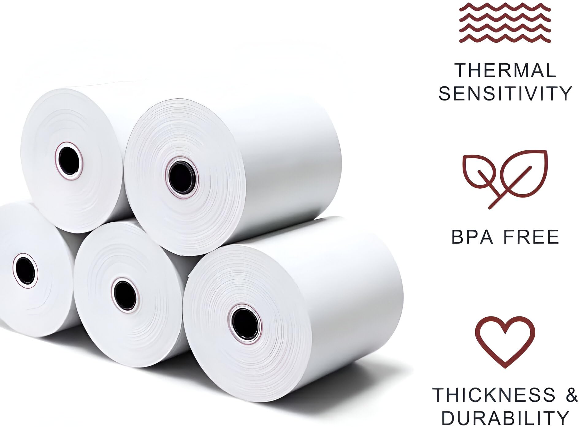 (40 rollos) rollos de papel térmico para recibos sin BPA de 3 1/8 pulgadas x 200 pies (70 mm), se adapta a todos los Clover, Square Terminal, Epson, Star TSP100III, cajas registradoras, sistemas POS
