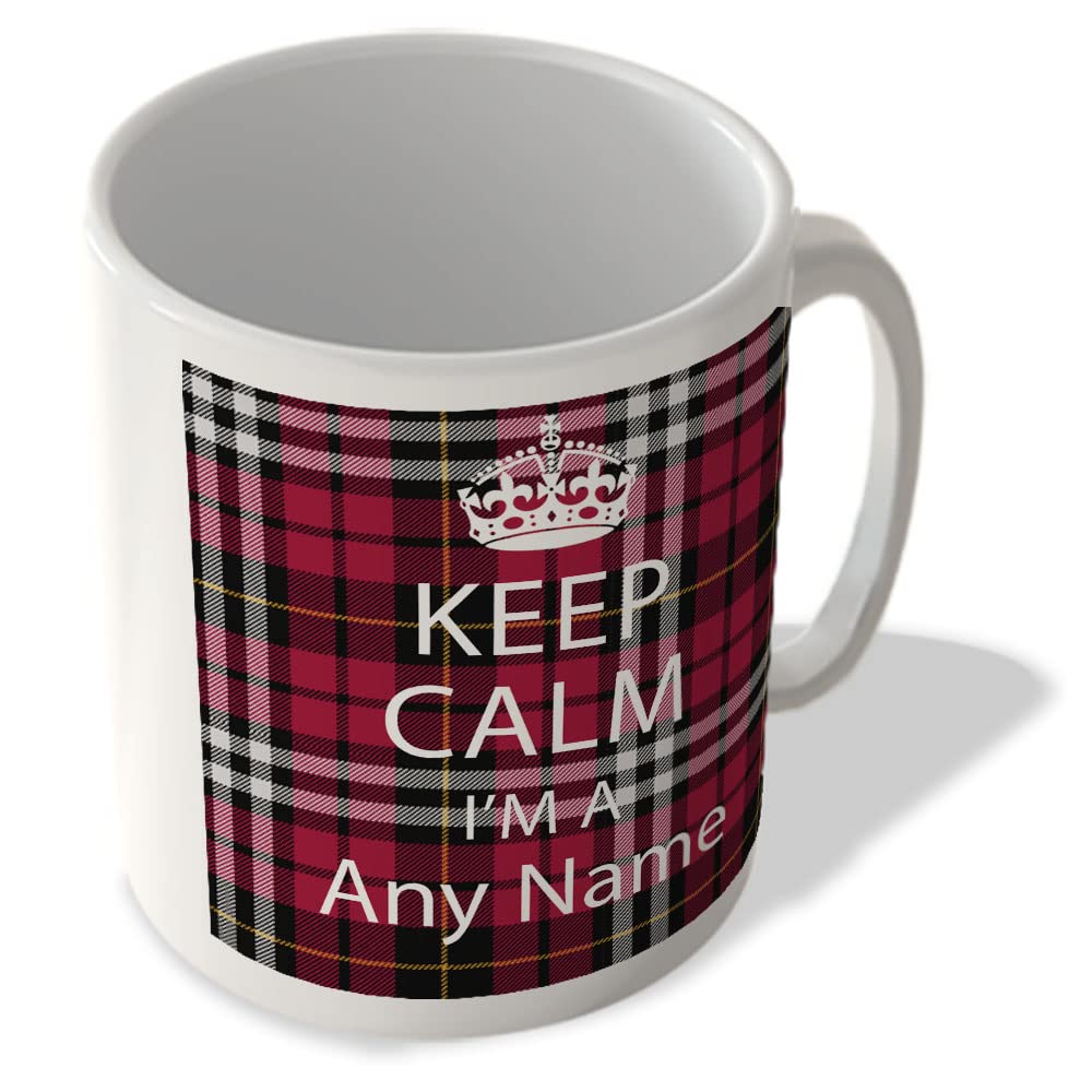 McMug - Personalised Keep Calm I'm A - Any Name - Scottish Clan Pink Tartan - Mug, Ceramic, 11fl.oz.