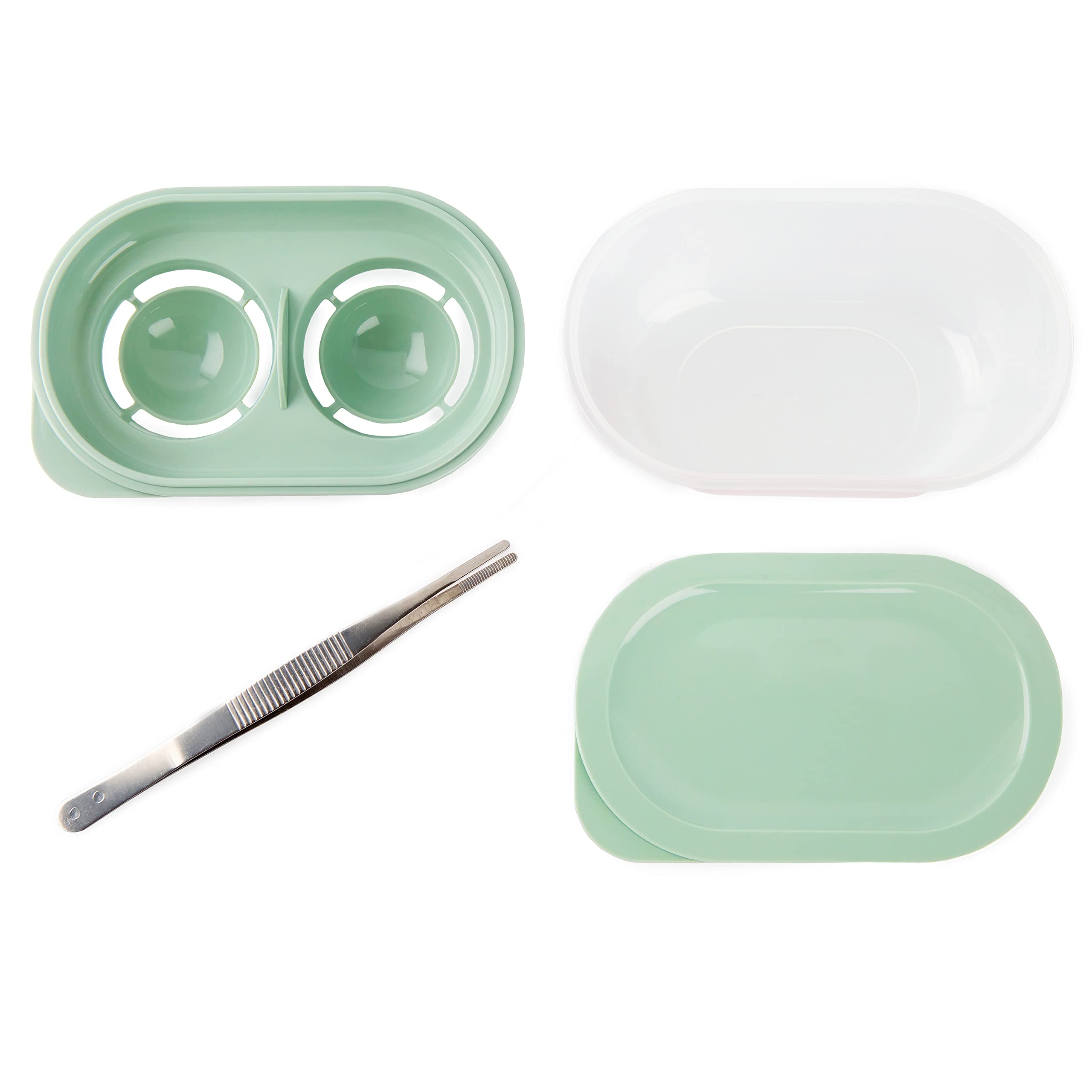 Deluxe 4-In-1 Egg Separator Set - Double White Separator With Built-In Cracker, Food Container Plus Lid, and Shell Tweezer - Easily Crack, Separate, and Store Without Mess - Green