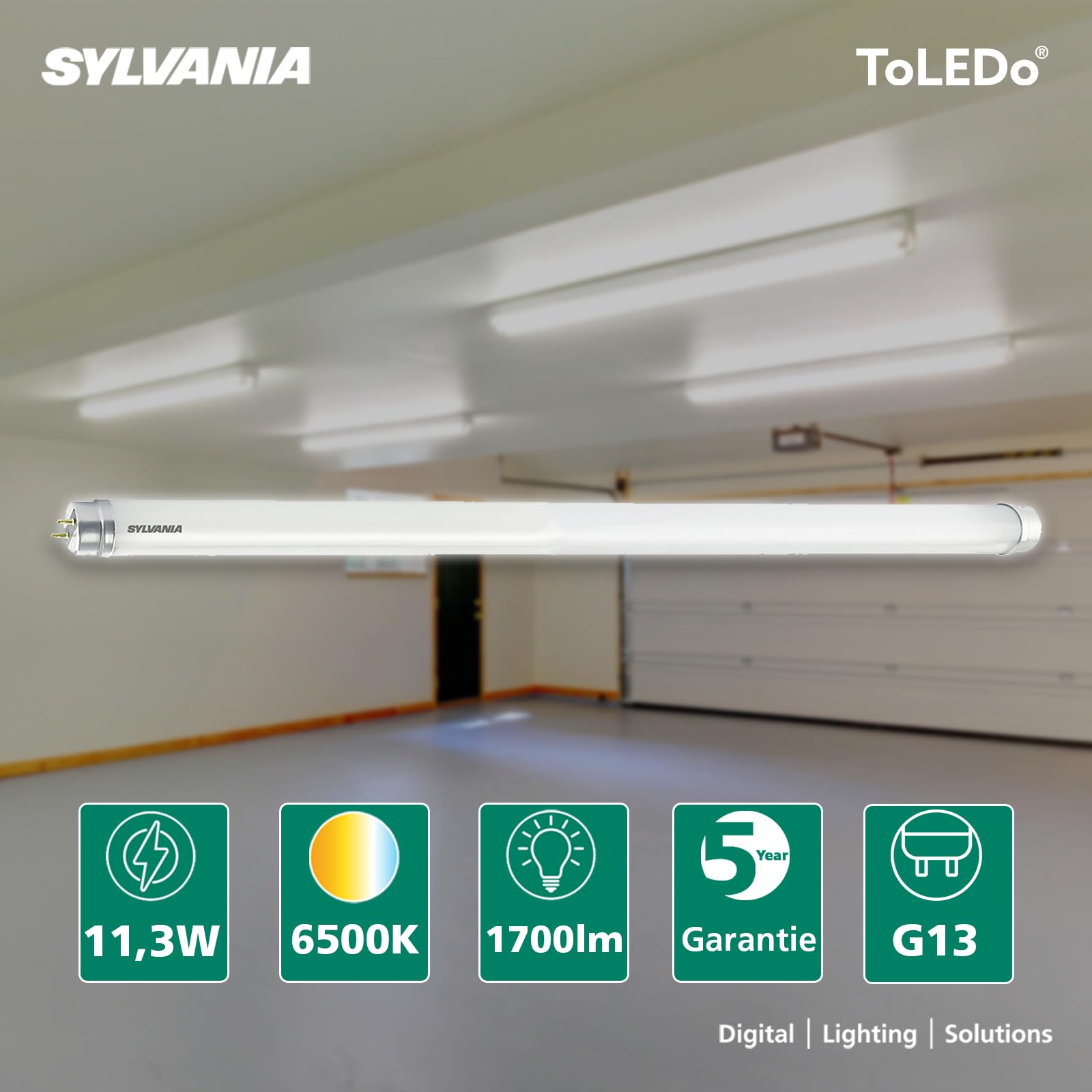 SYLVANIA LED T8 Röhre 90cm | 6500K Tageslichtweiß | Neonröhre Ersatz | 1700 Lumen | 11,3 Watt | Leuchtmittel mit Starter | 3er Pack
