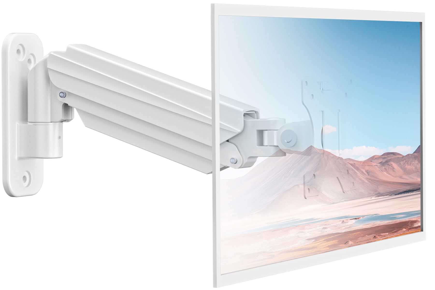suptek Soporte de Pared para Monitor de 13-32", Brazo con Resorte de Gas Ajustable en Altura, Giratorio e Inclinable, VESA 75/100mm, Carga Máx. 9kg, Blanco, MAW01W