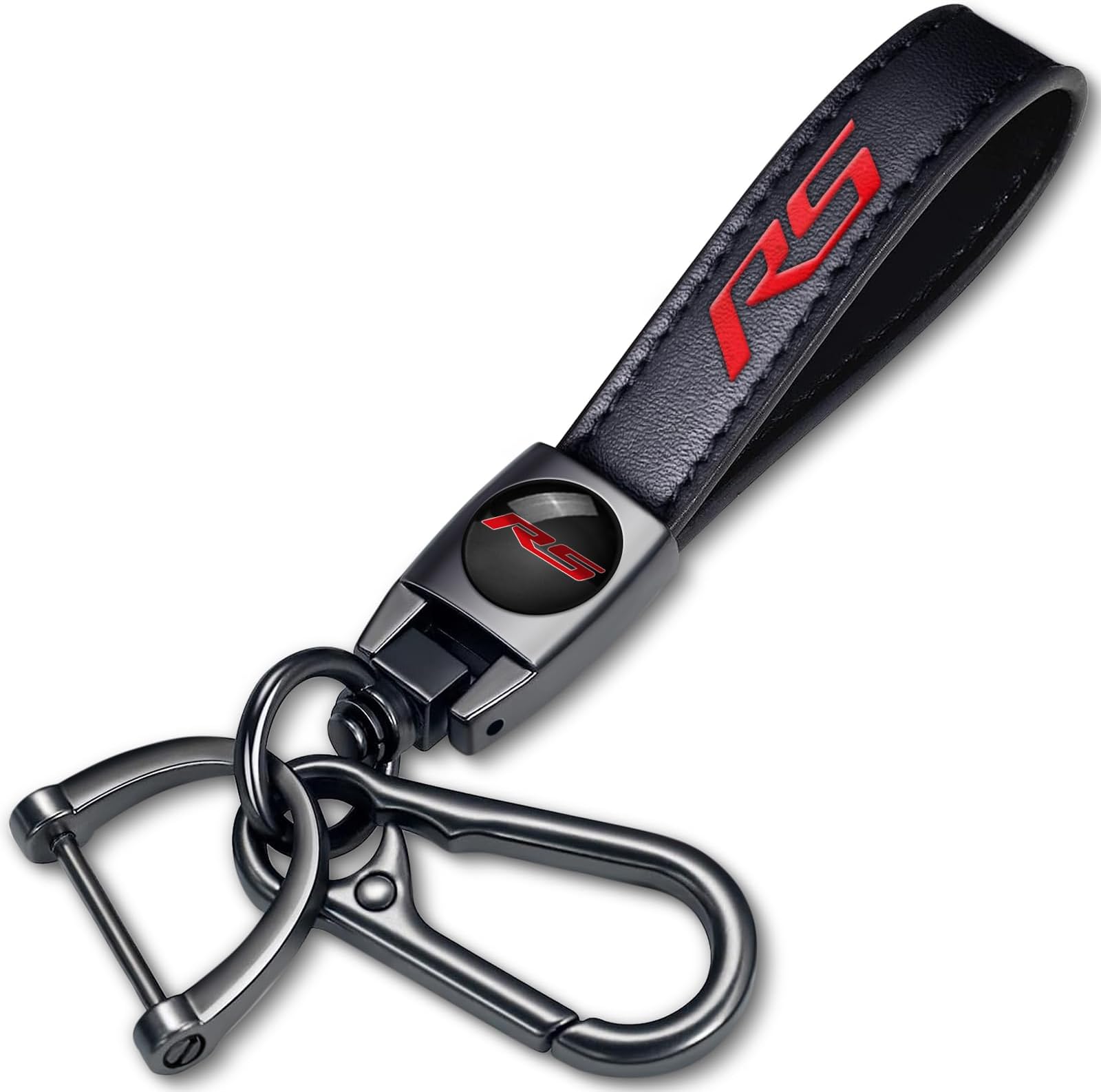 JYSDLHQ Genuine Leather Car Keychain Compatible with Chevy camaro RS Car Key Chain Ring Accessories for Men and Woean, general