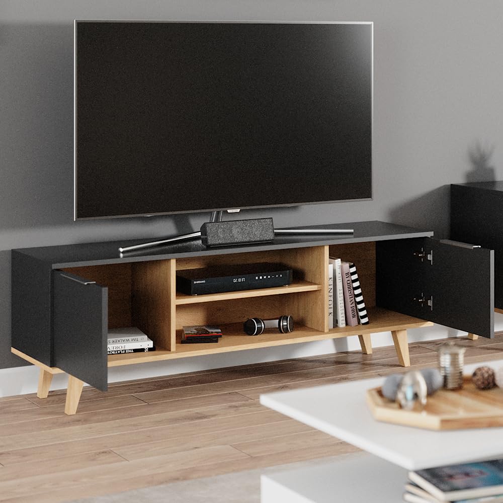 Vicco Mobile tv Nautica, Antracite, 138 x 49 cm | per il posizionamento di dispositivi TV e accessori multimediali