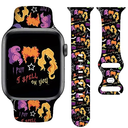 YAGEDOVIU Halloween Watch Bands Compatible Watch 38mm 40mm 41mm 42mm for Women Men Adjustable Soft Silicone Replacement Smartwatch Wristband for SE Series 8/7/6/5/4/3/2/1