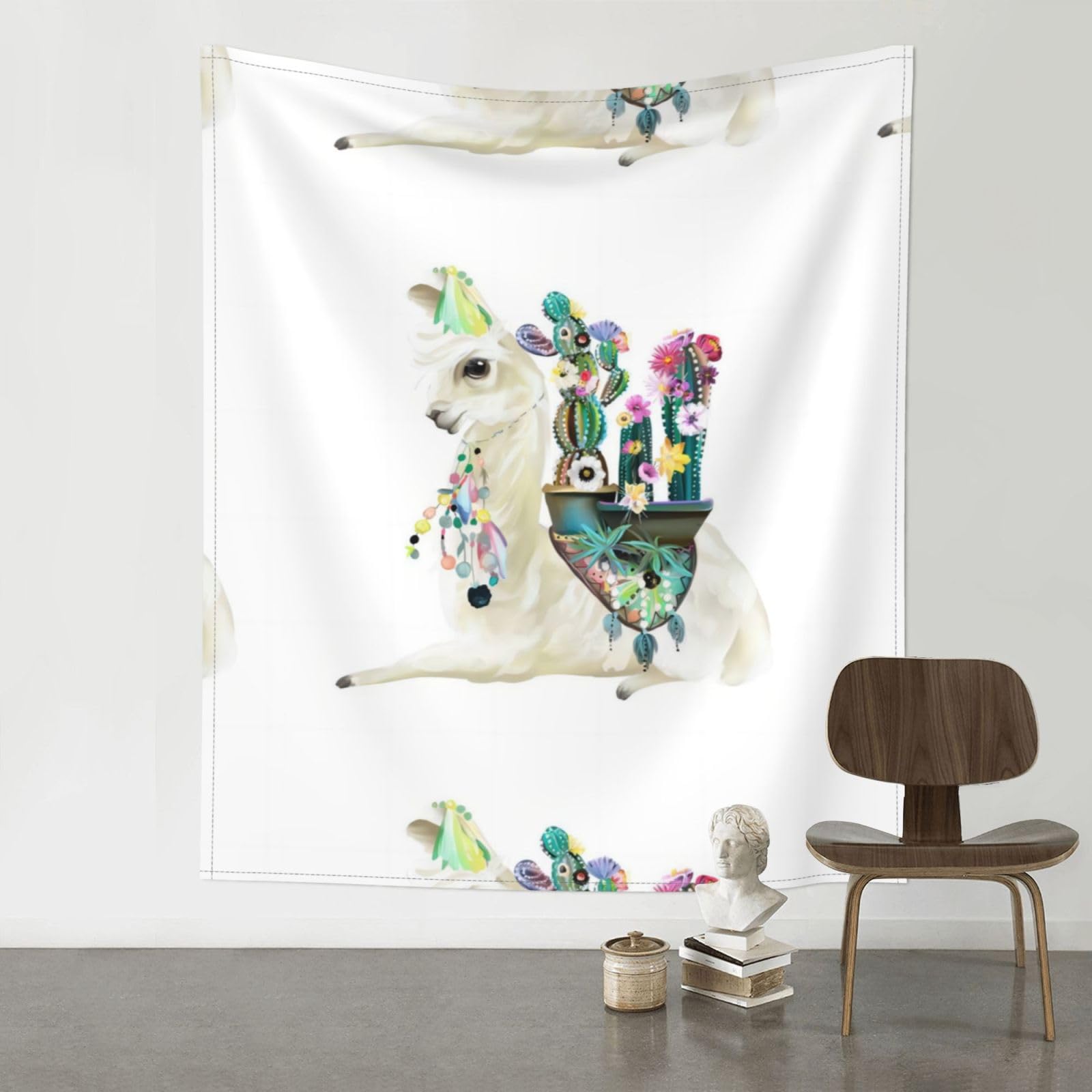 YYHWHJDE Mexican Llama Cactus Prints 60x51in Wall Tapestry – Dreamy Bohemian Throw Blanket for Bedroom, Dorm Room & Aesthetic Living Space Decor