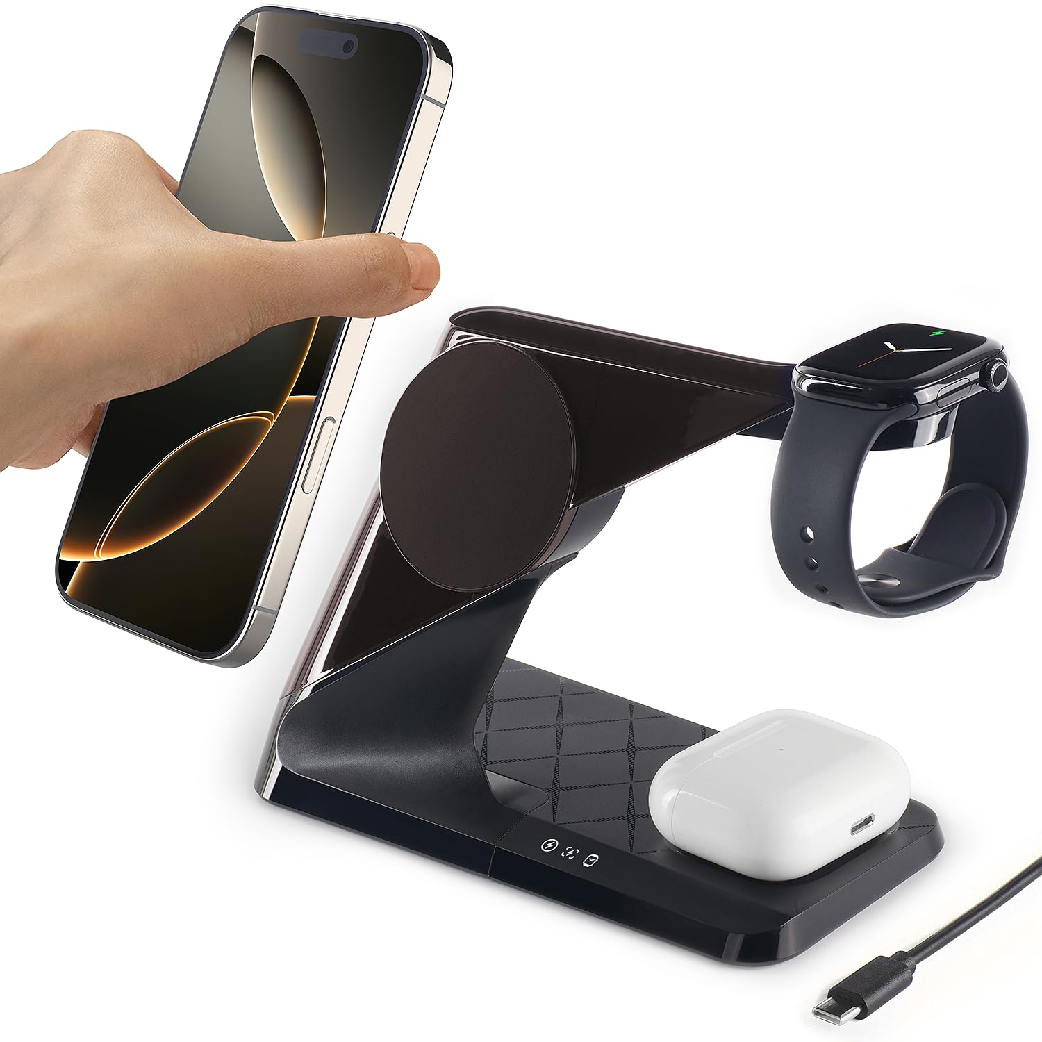 Support de chargeur Mag-Safe haut de gamme, station triple induction iPhone et Watch - 8