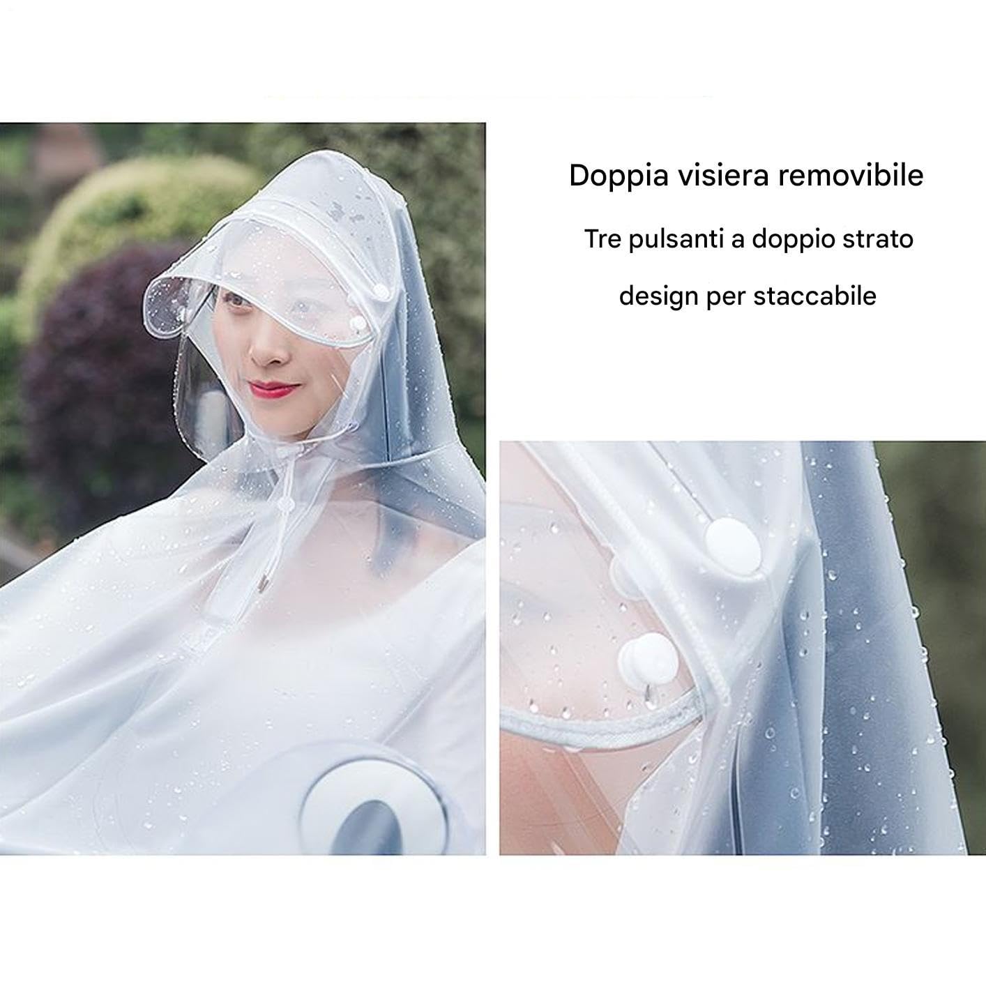 Generico Poncho Bici Impermeabile per Motocicli con Cappuccio | Leggero Trasparente Riutilizzabile Per Ciclismo E Attività All'Aperto