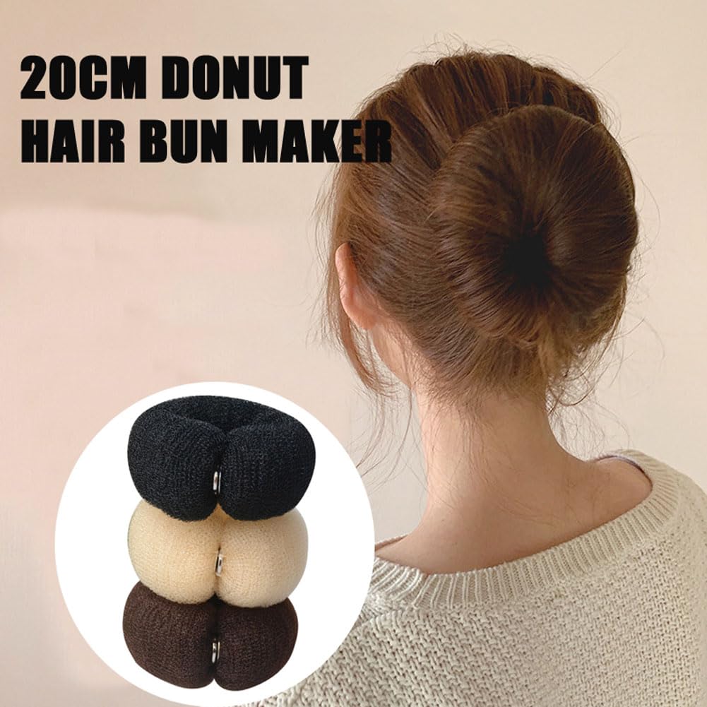 2 Pcs Magic Bun Maker Hair Styling Styler Hair Donut Ring Styler Hair Bun Maker Twist Ring Former Shaper Sponge Doughnut Donut Bun Shaper Hair Curler(Beige) - Image 4