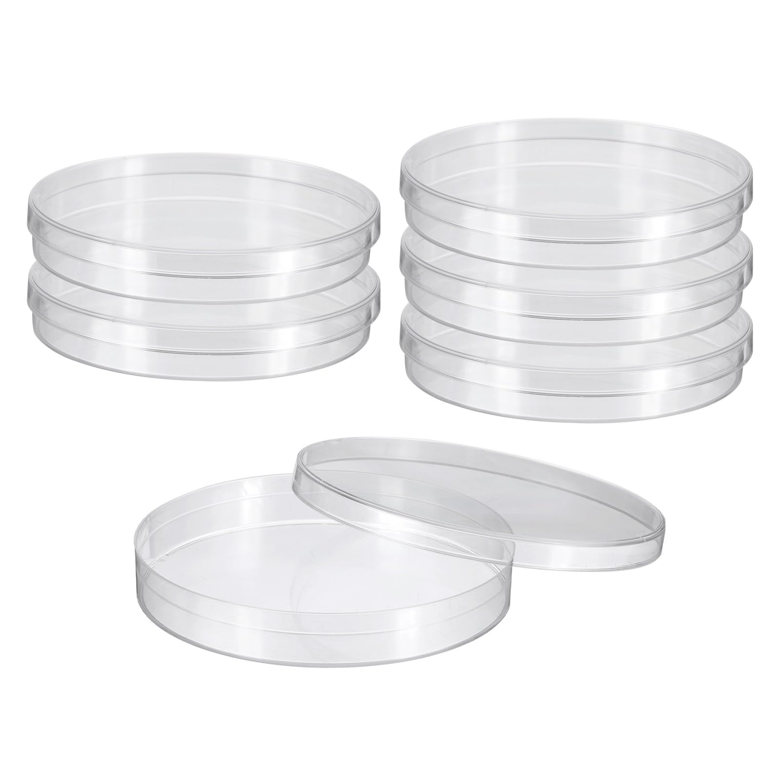 PATIKIL Piastre Petri in Plastica da 90mm/3.5 Pollici con Coperchio, Confezione da 6, Piastre per Colture Tissutali per Esperimenti Scientifici in Laboratorio, Trasparenti
