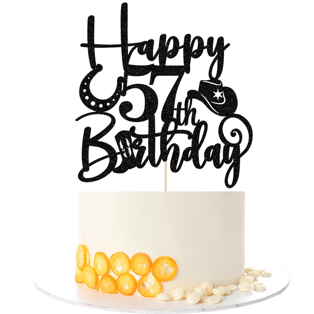 Kaoenla Cowboy Cake Topper-cowboy theme Happy 17th Birthday Decor,17th Birthday/Anniversary Party Decorations (57th) — image 1