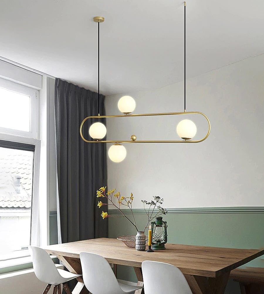 Harold Electricals Modern Orionis Golden Chandelier | Globe Hanging Light Fixture for Living Room, Dining Table, Kitchen Island, Showroom, Restaurants & Home Décor - 4 Bulb (Included)-image-1