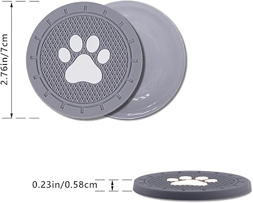 Miniatura 2 de Paquete de 4 posavasos para automóvil, con inserto de pata de perro, 2.75 pulgadas, antideslizante, a prueba de golpes, accesorios de decoración