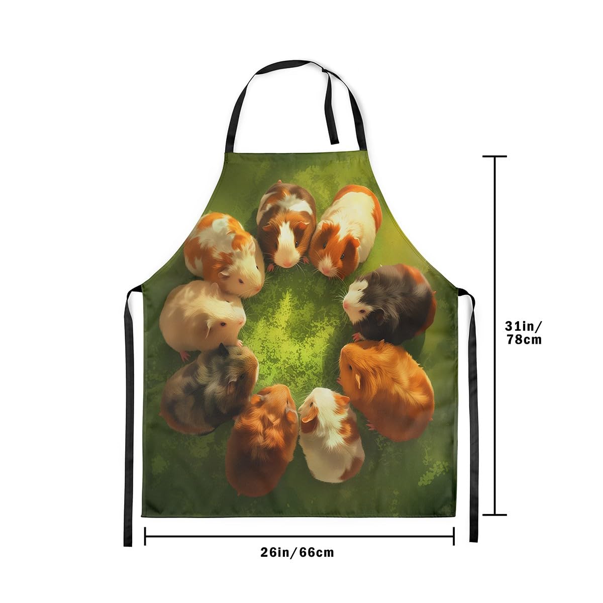 Loussiesd Guinea Pig Bib Apron with Adjustable Neck 78x66cm Cute Cavy Cooking Kitchen Chef Apron Cartoon Pet Animal Apron for Women Men Green Grass BBQ Painting Baking Apron - Image 3