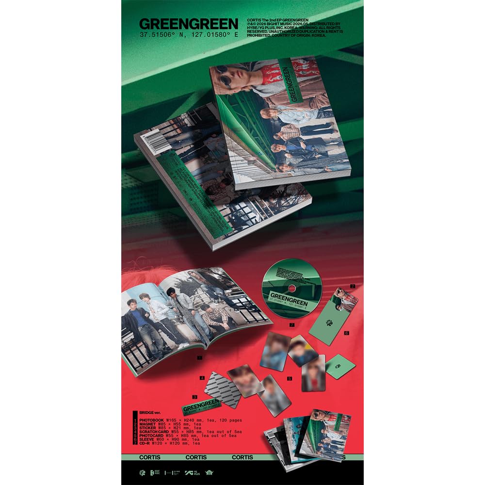 CORTIS [The 2nd EP GreenGreen Album] (BRIDGE Ver.) + Juego de 3 tarjetas fotográficas adicionales