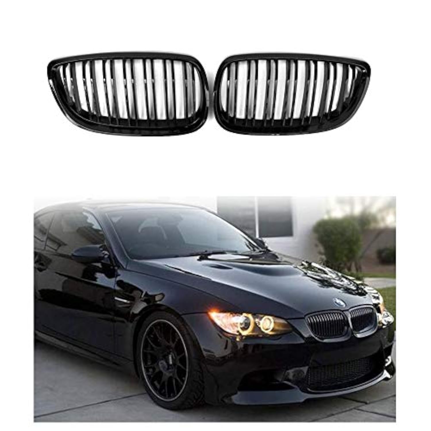 QitianABS Gloss Black Front Replacement Kidney Grill for BMW 3 Series E92 & E93, 2006-2009