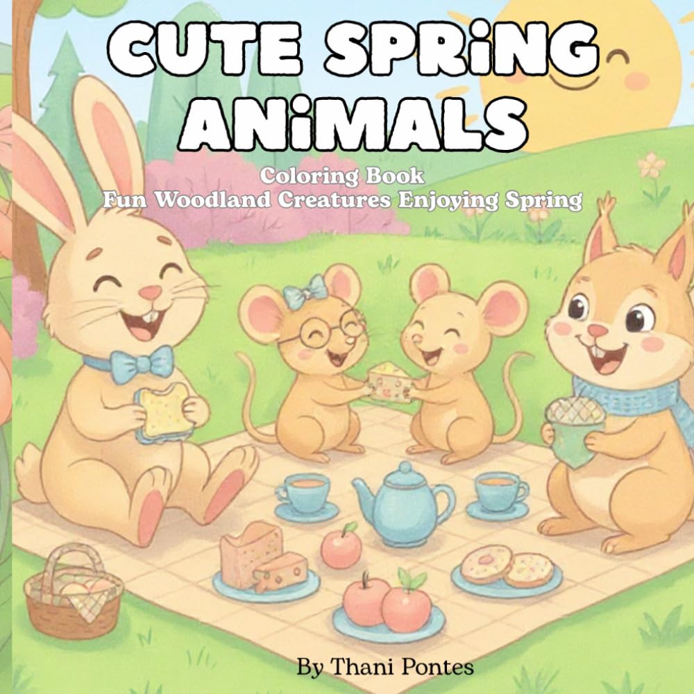 Cute Spring Animals: Coloring Book Fun Woodland Creatures Enjoying