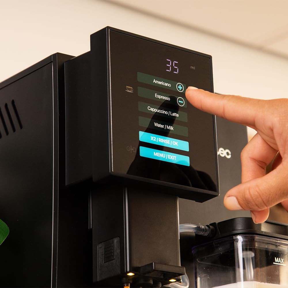 Cecotec Superautomatische Kaffeemaschine Cremmaet Compactccino Black, 19 Bar, Thermoblock-System, frisch gemahlene Bohnen mit Plug&Play, 150 g Kaffeebohnentank Mühle, 1,1 L Wassertank, 400 ml Milch
