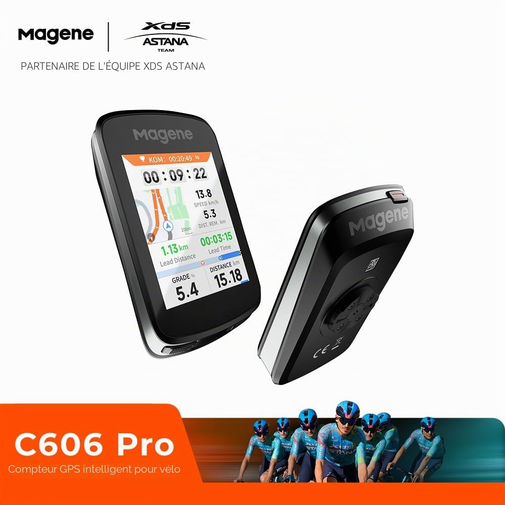 Magene C606 Pro Ordinateur de vélo GPS, Navigation Cartographique, Escalade Multi-Scénarios Pro, Écran Tactile Couleur de 2,8 Pouces, Entraînement en Intérieur