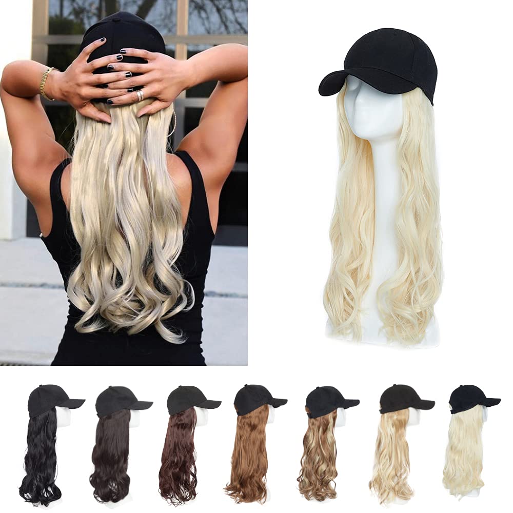 Amazon.com : SEGO Baseball Cap with Hair Extension for Women Girls Long  Curly Wavy Adjustable Hat Wig Heat Resistant Synthetic Fiber Hairpieces  with 16 Inch Wig Attached (#613 platinum blonde) : Beauty